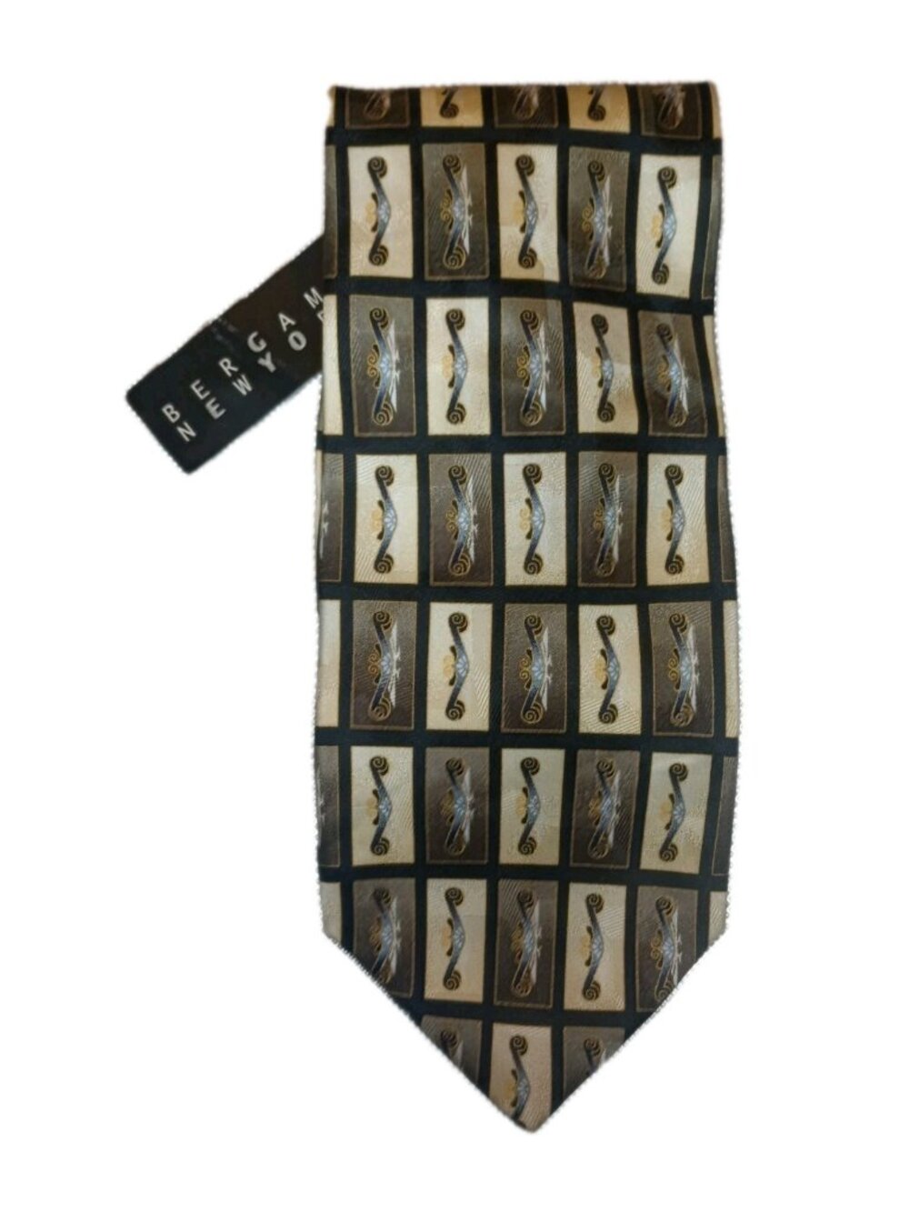 Men’s tie 55-56” Bergamo New York Vintage Pure Silk Hand Made 1990's Traditional
